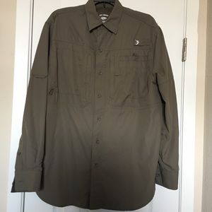 Reel Legends Mens Button Down Shirt Size S Green